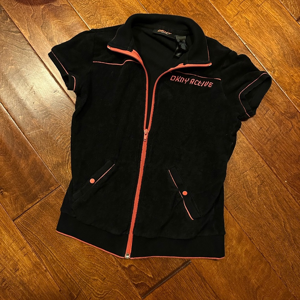 Vintage dnky velour zip up athletic top